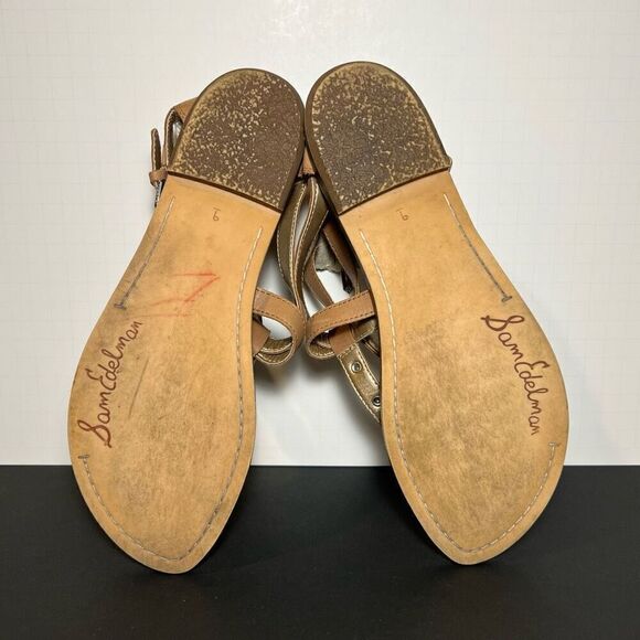 Womens SAM EDELMAN Genevive T Strap Zip Up Studded Sandals / Size 9 Medium - Picture 7 of 8